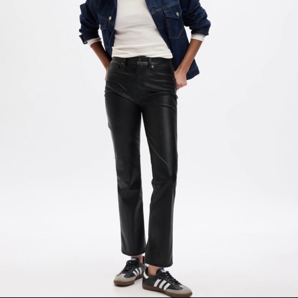 GAP High Rise Vegan Leather Vintage Black Slim Pants
